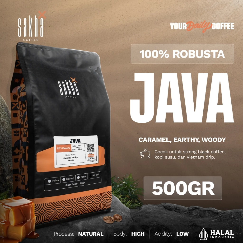 Biji Kopi Bubuk Fine Robusta Java Espresso Coffee Roast Beans Single Origin Coffe Bean Roaster 500gr