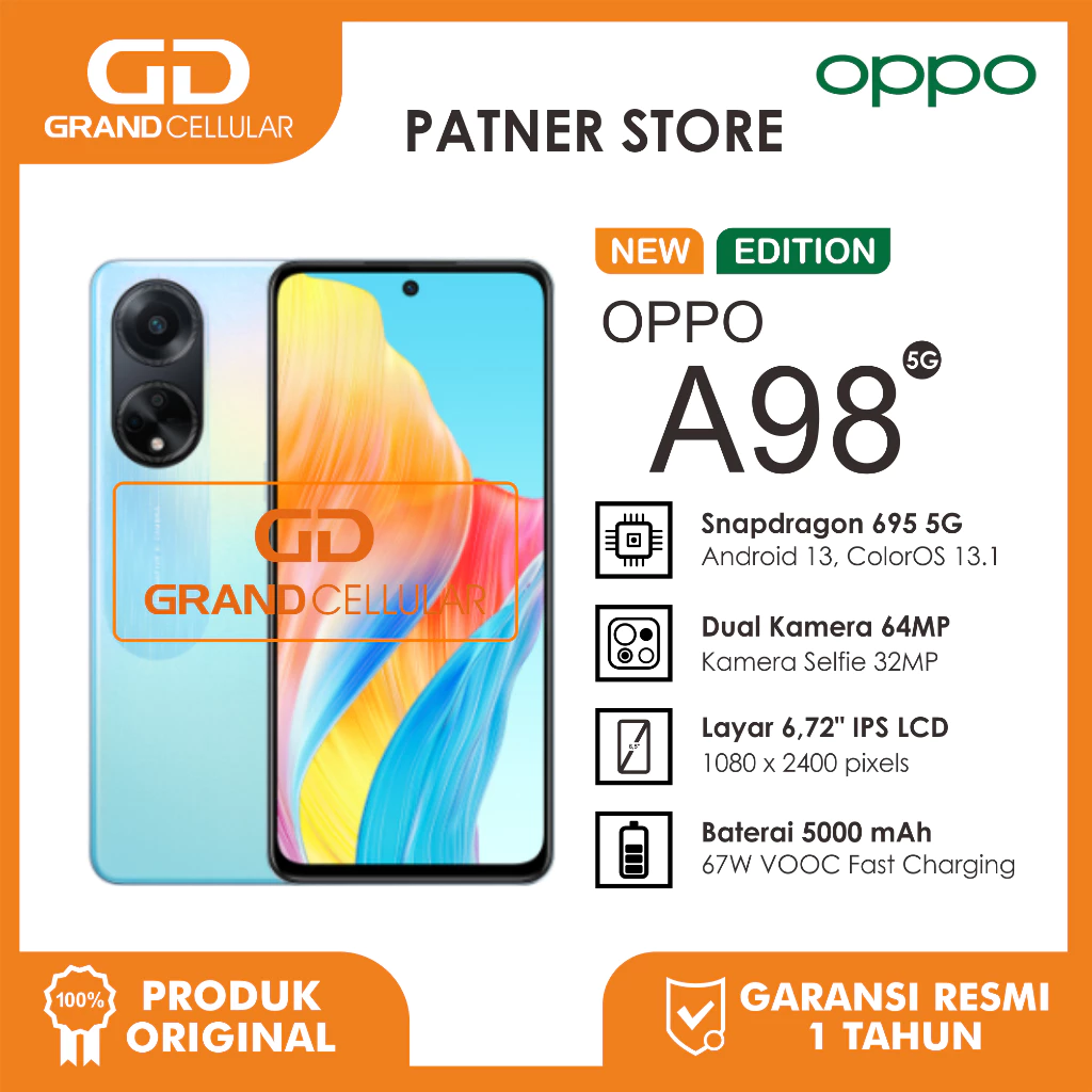 OPPO A98 5G 8GB RAM 256GB ROM Garansi Resmi