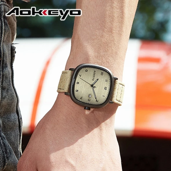 AOKEYO F043 Jam Tangan Pria Kulit Anti Air Original
