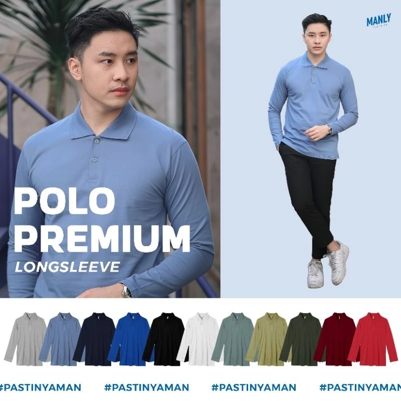 Kaos Kerah Lengan Panjang Premium Polo Shirt Longsleeve Pria