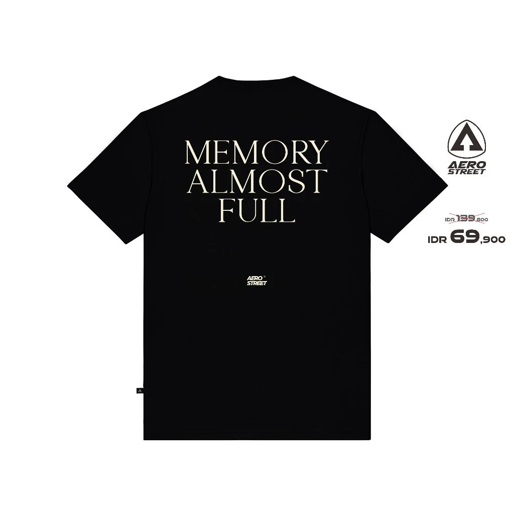 Aerostreet T Shirt Memory Full Hitam Kaos T-Shirt AACAA