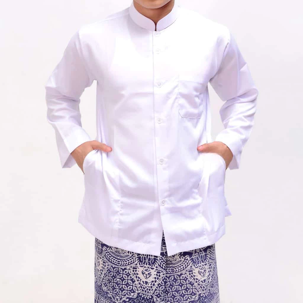 (TERLARIS) Baju Muslim Koko Habib Haibah Polos Saku samping Model AMMU AMU