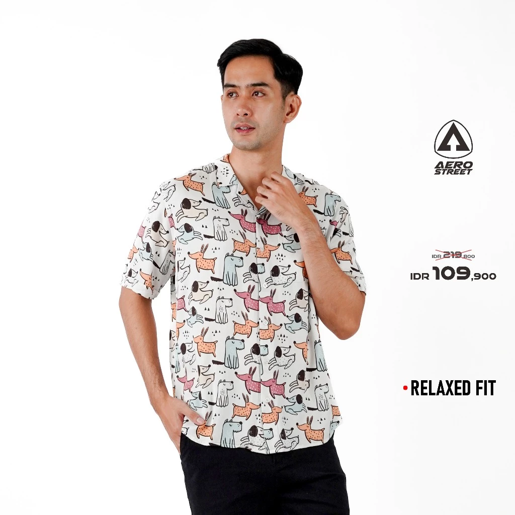 Aerostreet Kemeja Rayon Printing Zoe Hawai Motif Terang Pria Wanita QCBAA