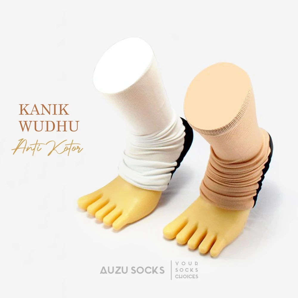 Kaos Kaki Wudhu Telapak Kanik - Kaos kaki umrah haji travelling muslimah - putih cream