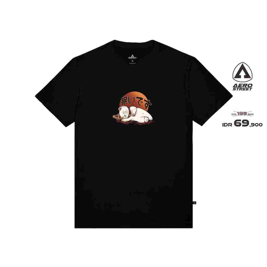 Aerostreet T Shirt Lucky Neco Hitam Kaos T-Shirt T-Shirt AABAA