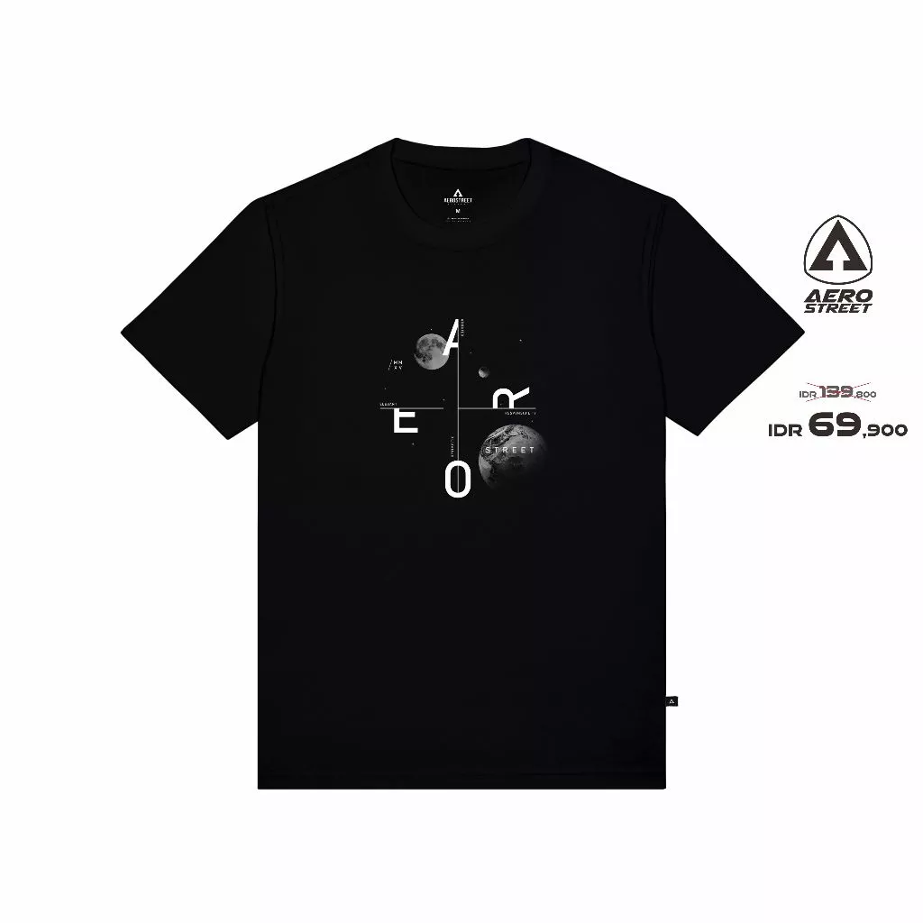 Aerostreet T Shirt Astrom Hitam Kaos T-Shirt Tshirt AACAA