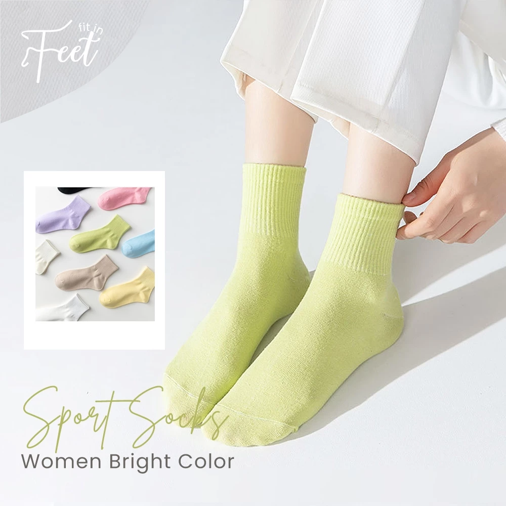 FIT IN FEET - SPORT BRIGHT COLOR QUARTER WOMAN SOCKS / Kaos Kaki Wanita Casual/Olahraga Diatas Mata Kaki Warna Cerah