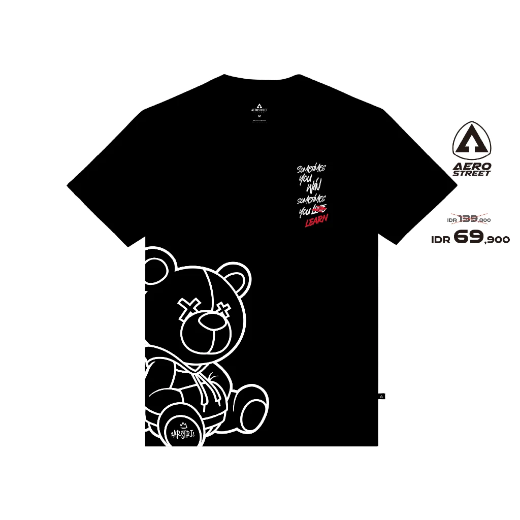 Aerostreet T Shirt Bear Because Of You Special Hitam Kaos T-Shirt T-Shirt AADAA