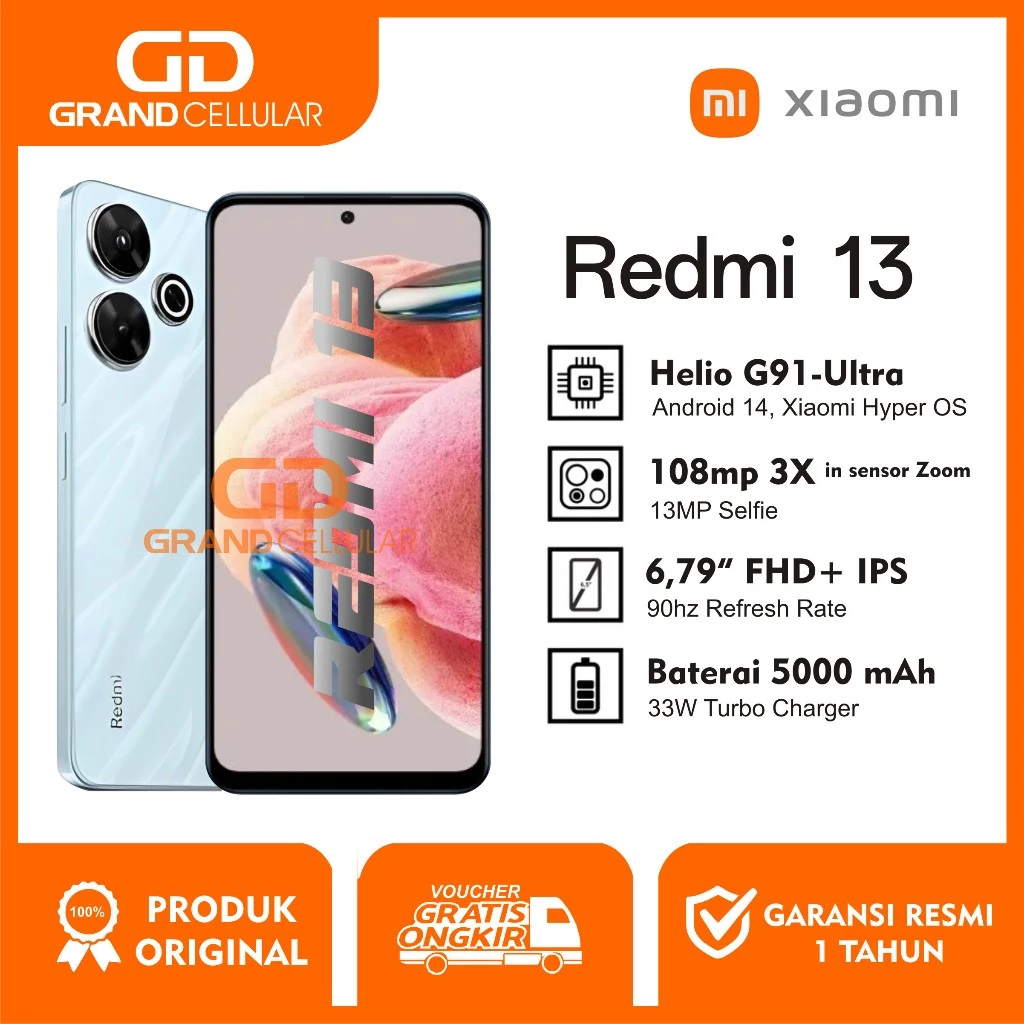 REDMI 13 8GB RAM 256GB ROM - 8GB RAM 128GB ROM Garansi Resmi