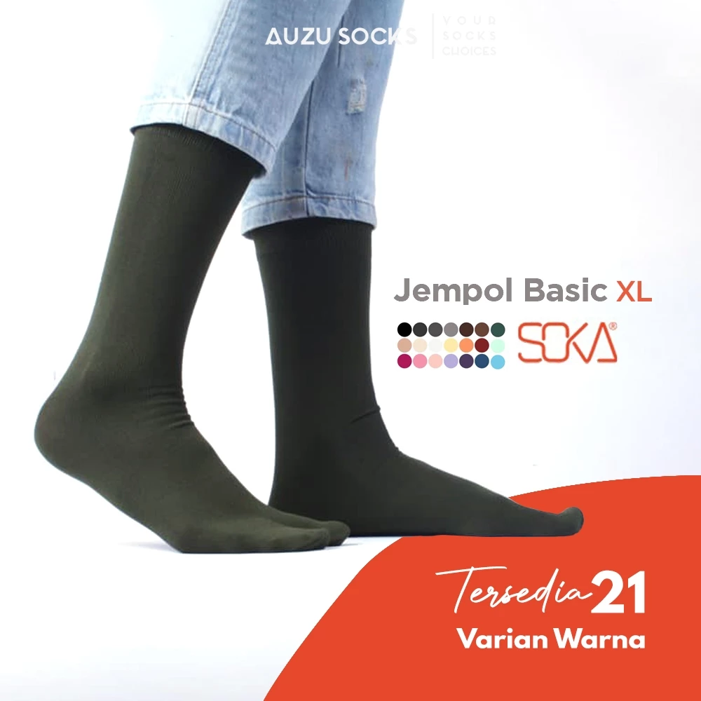 Kaos Kaki Soka Basic Jempol Selutut XL Wanita Muslimah - Hitam Putih Cream Abu Hijau Maroon Biru