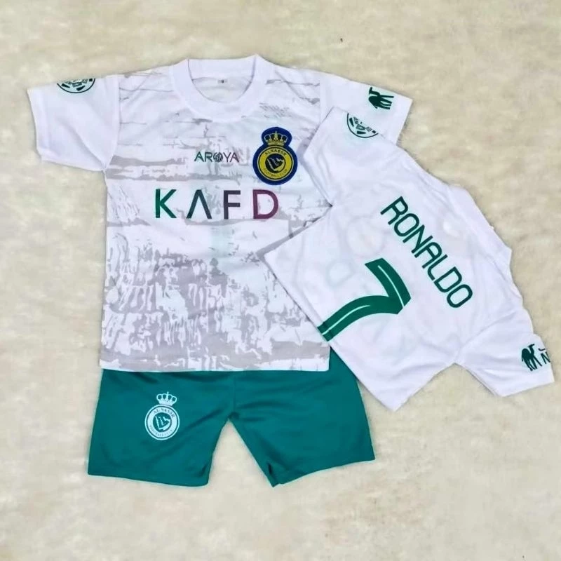 NEXTSETW - 154 Setelan Jersey Bola Al Nassr Anak anak Terbaru Ronaldo Printing Usia 1-14 Tahun