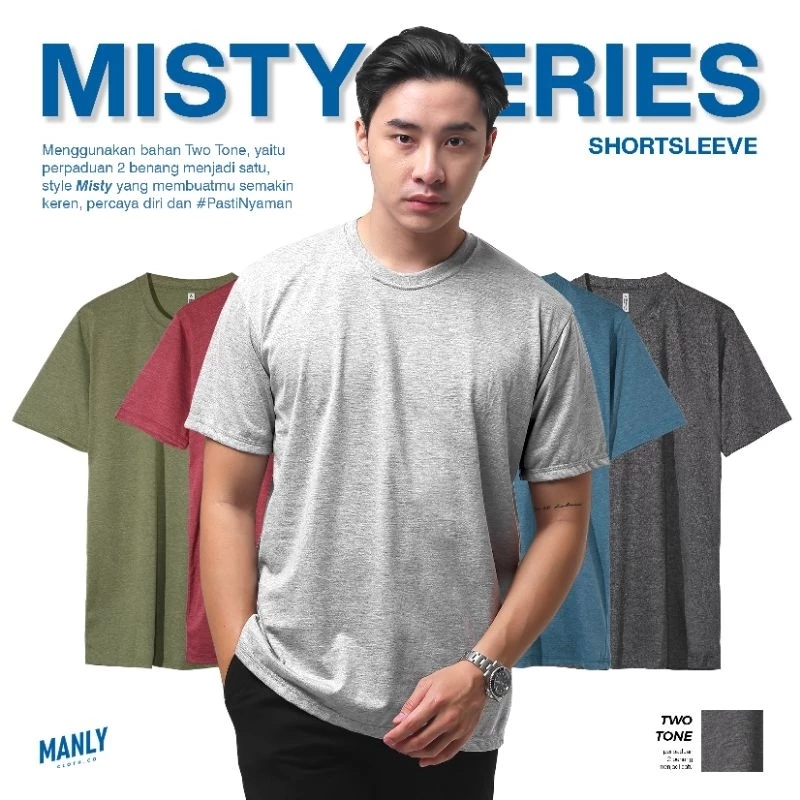 Kaos Polos Twotone Misty Lengan Pendek Katun Nyaman