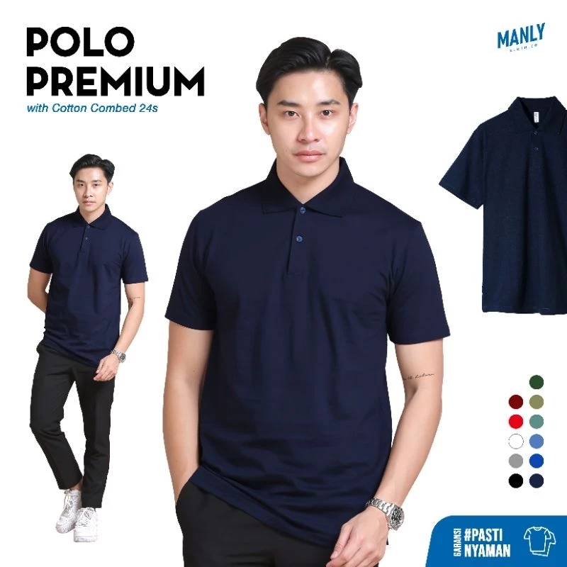 Manly Kaos Kerah Premium Polo Shirt Pria Katun S-XXL