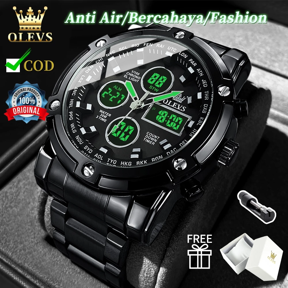 OLEVS Jam Tangan Pria Anti Air Original Digital Multifungsi