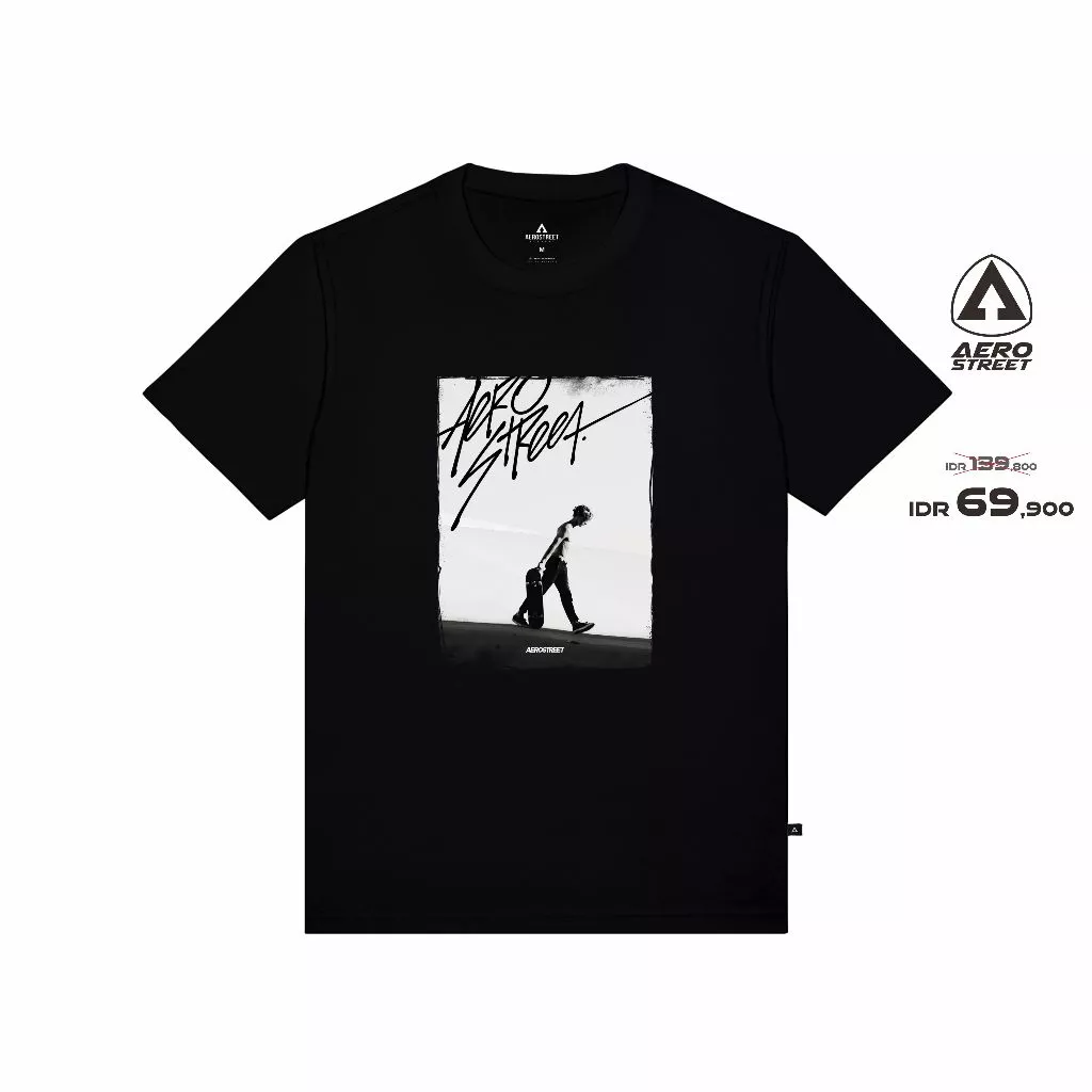 Aerostreet T Shirt Never Quit Hitam Kaos T-Shirt Tshirt AACAA