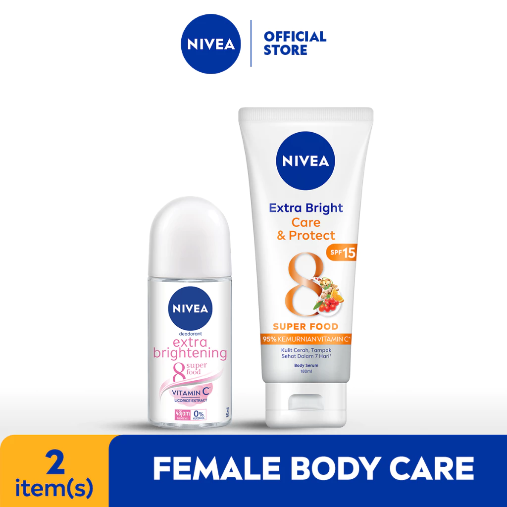 NIVEA Extra White Care & Protect Brightening Body Serum + Deodorant Extra Whitening Roll