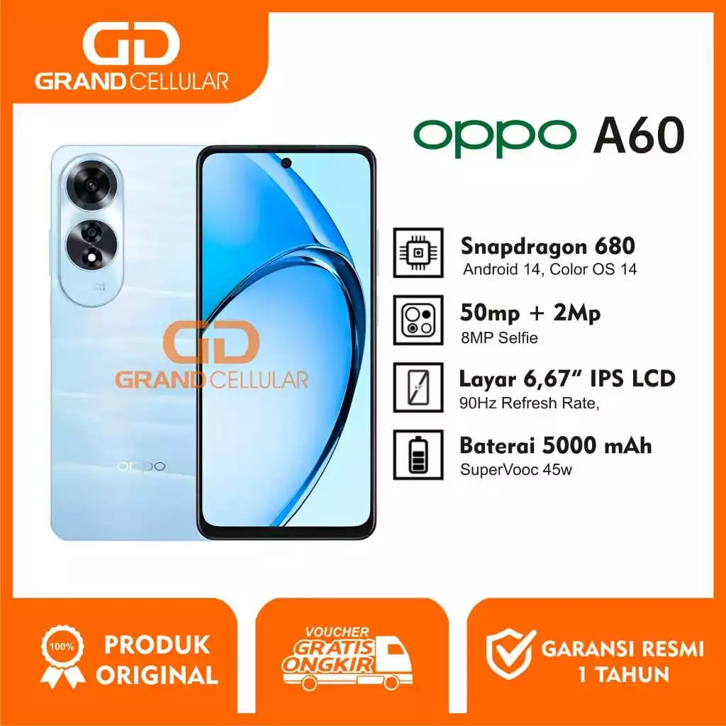 OPPO A60 8GB RAM 256GB ROM - 8GB RAM 128GB ROM Garansi Resmi