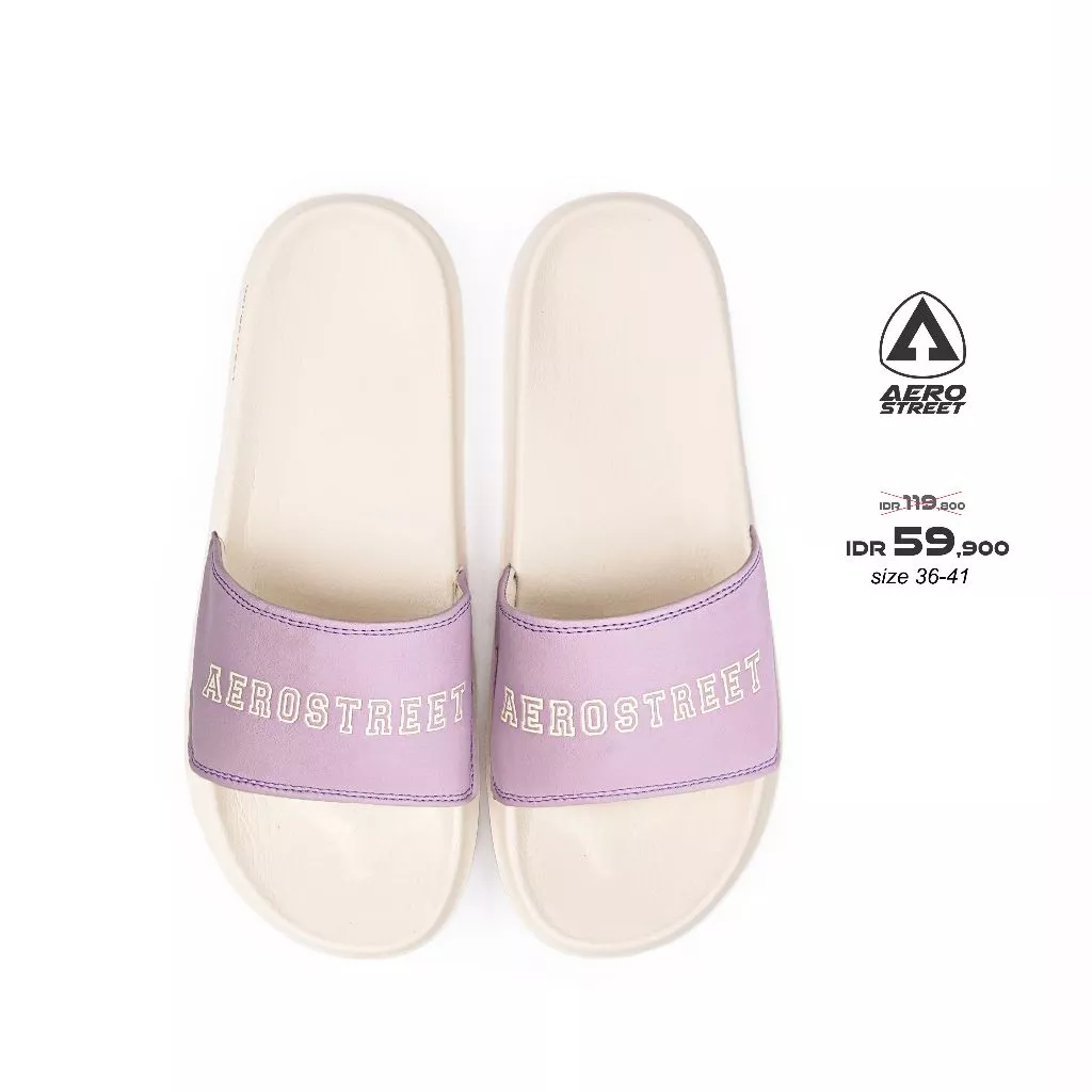 Aerostreet 36-41 Celline Natural Ungu - Sandal Slip On BABAA