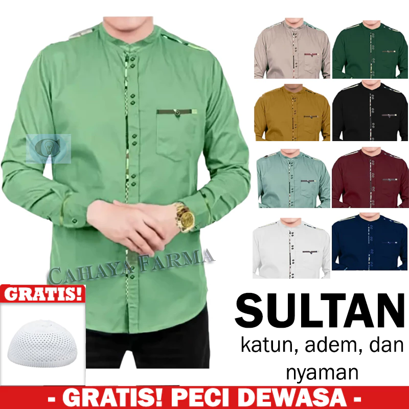 Baju Koko Pria Dewasa Lengan Panjang Sultan Bahan Katun Baju Pria Muslim