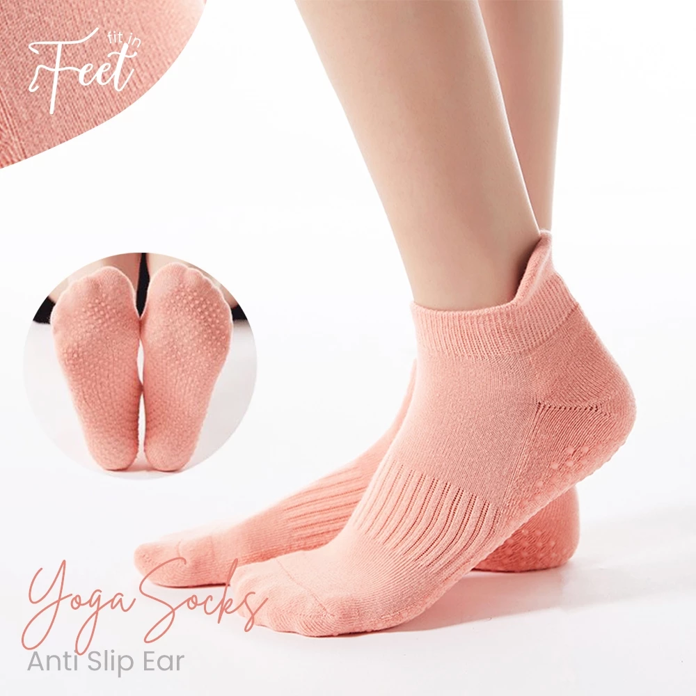 FIT IN FEET - SPORT SOCKS ANTISLIP ANKLE EAR / Kaos Kaki Olahraga Yoga Semata Kaki Anti Licin Wanita