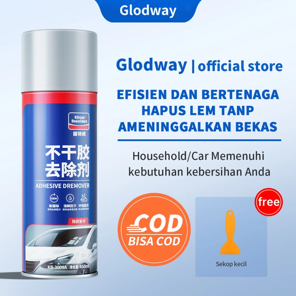 Glodway Kaca Bekas Sisa Lem Adhesive Noda Remover Car Pembersih Spray Anti Jamur