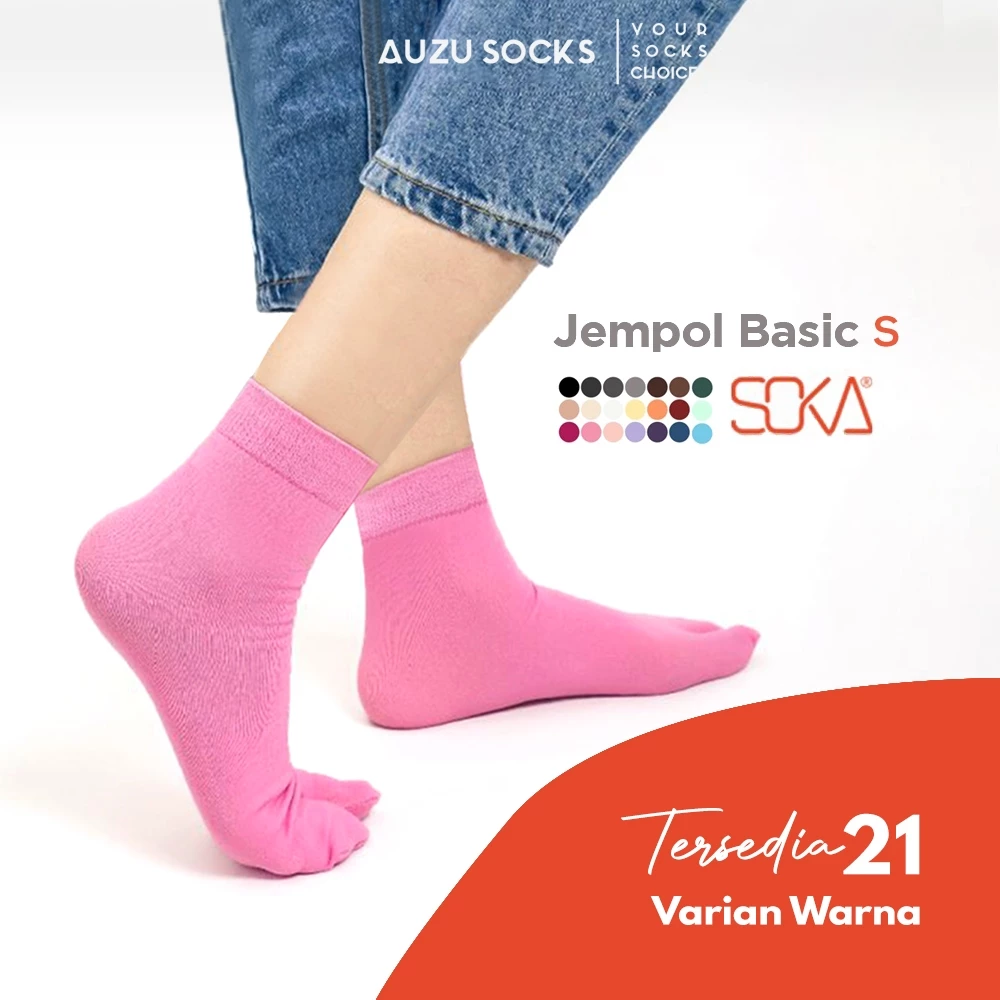 Kaos Kaki Soka Basic Jempol Atas Mata Kaki S Wanita Muslimah- Hitam Putih Cream Navy Maroon Biru