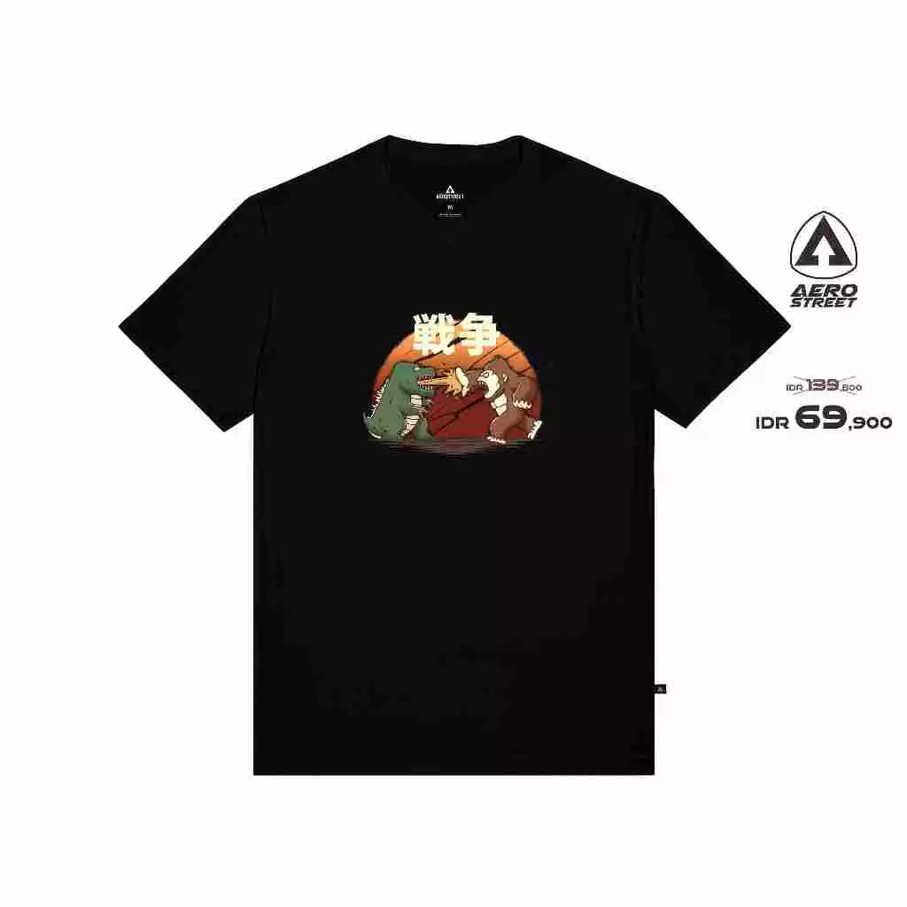 Aerostreet T Shirt Japan Kaiju Hitam Kaos T-Shirt T-Shirt AABAA