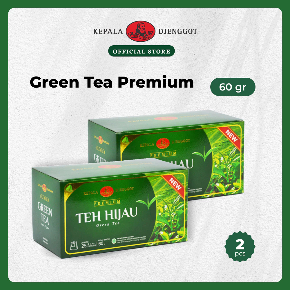 Kepala Djenggot Green Tea Premium 50 gr x 2 Pcs - Teh Hijau Premium Seduh