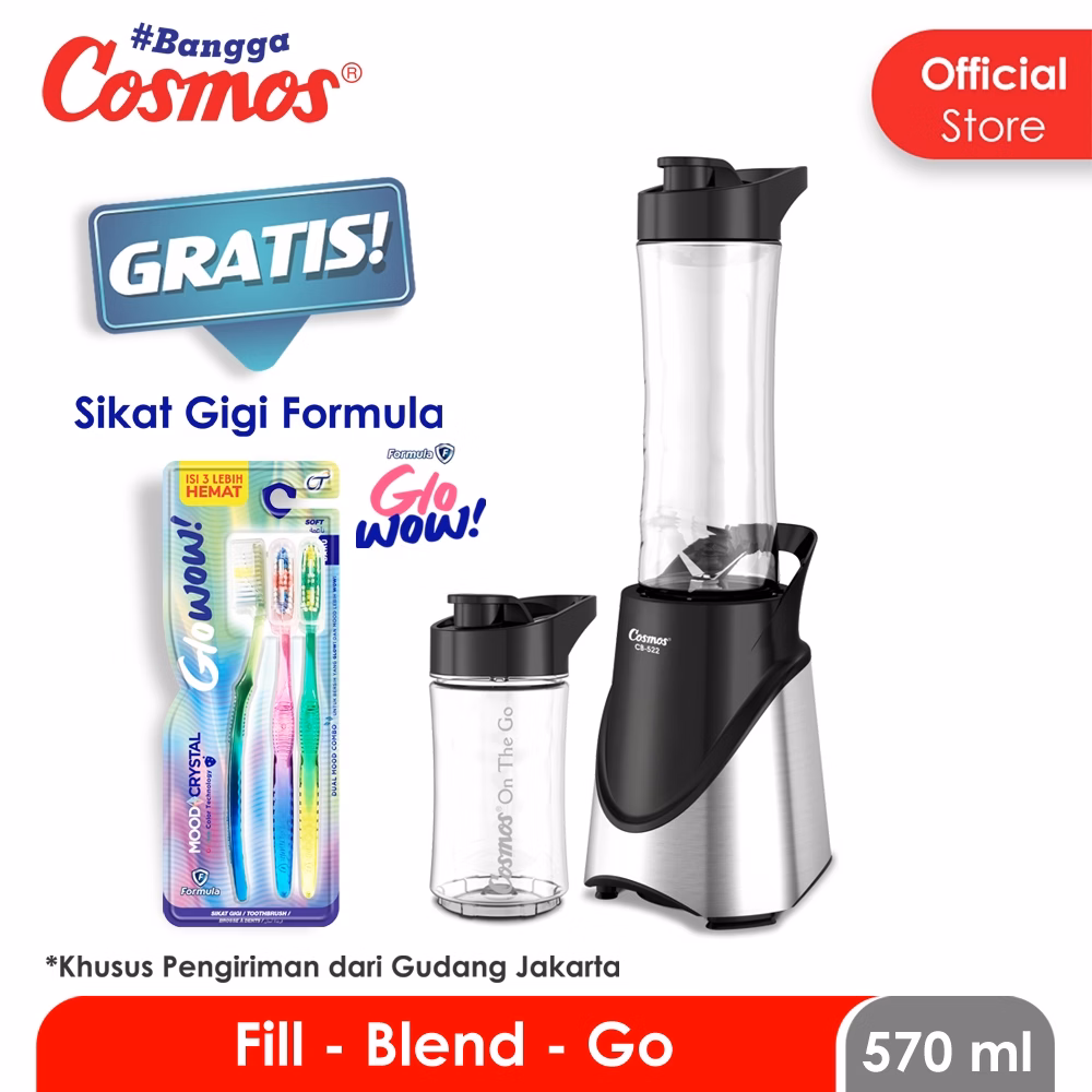 Cosmos Blender - On The Go - CB-522 - 570 ml & 400 ml + free sikat gigi