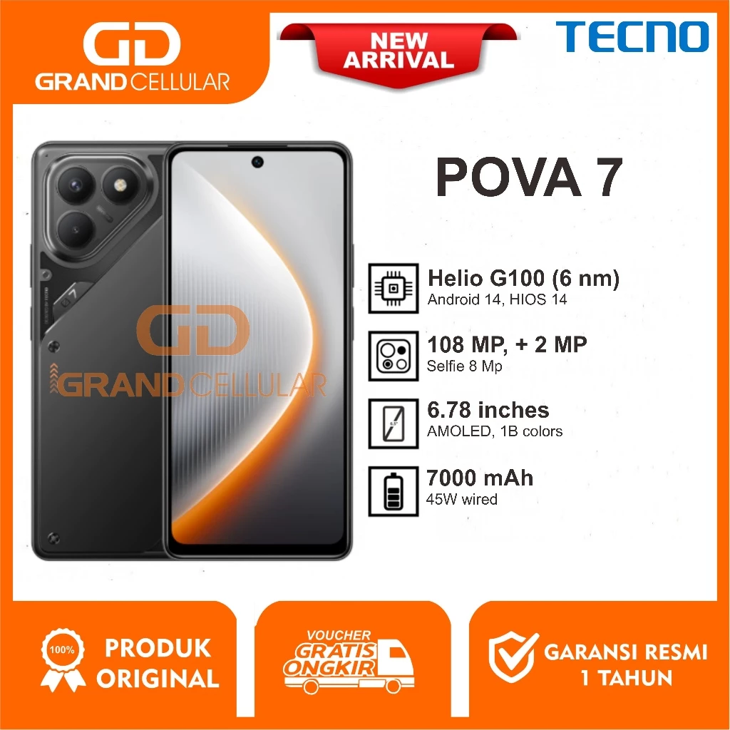 TECNO POVA 7 [8/256GB] - [8/128GB] Garansi Resmi