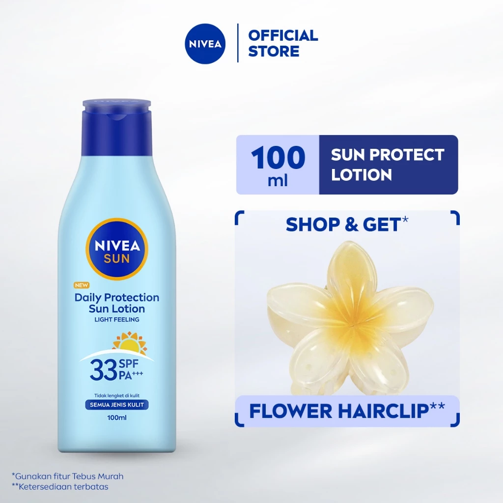 NIVEA Body Lotion Daily Protection Sun SPF 33 100ml - Handbody serum tabir surya melindungi sinar matahari UV bodycare antioksidan melawan radikal bebas melembabkan 24 jam - Hydra IQ, Vitamin C, sunblok harian ringan cepat menyerap dan tidak lengket