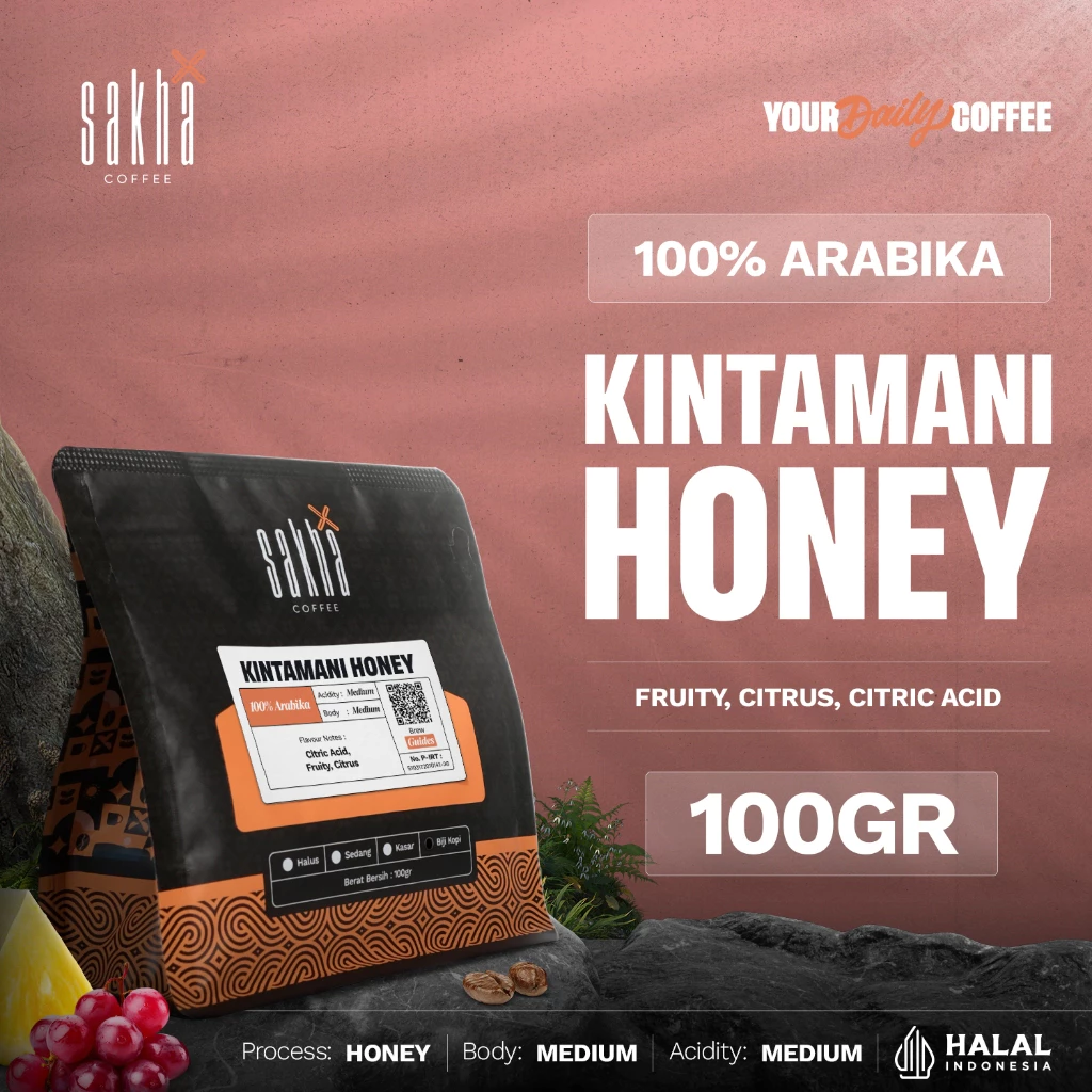 Kopi Arabika Bali Kintamani Honey Arabica Coffee Beans 100g Biji Bubuk