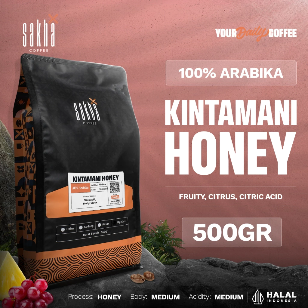 Sakha Coffee Biji Kopi Arabika Bali Kintamani Honey Arabica Coffee Roast Bean 500gr