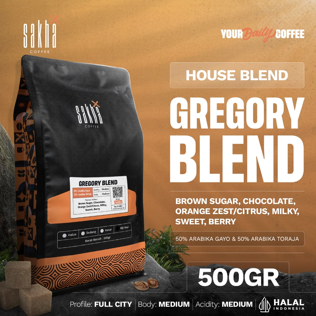 Kopi Arabika Espresso Gregory Blend Arabica Coffe Bean Biji Bubuk 500g