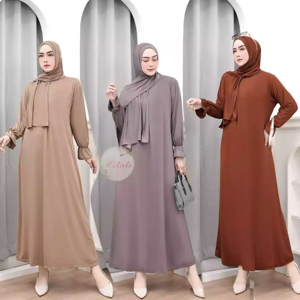 D - Gamis + Kerudung Kamila Elegan