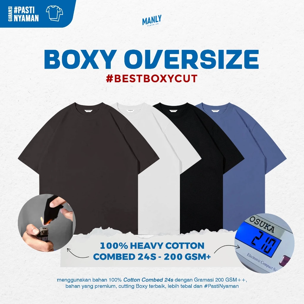 Premium Boxy Crop T-Shirt Kaos Boxy Fit with Cotton Combed 24s 200 Gsm+