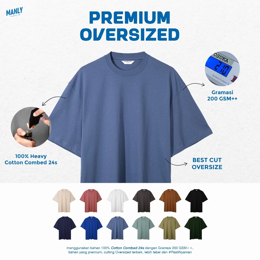 [ TEBAL PREMIUM ] Oversize T-Shirt Basic Unisex 200 Gsm
