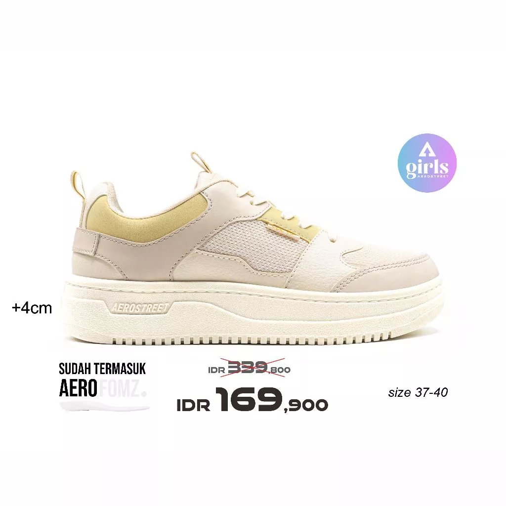 Aerostreet 37-40 Evelyn Natural Natural Krem - Sepatu Sneakers Wanita