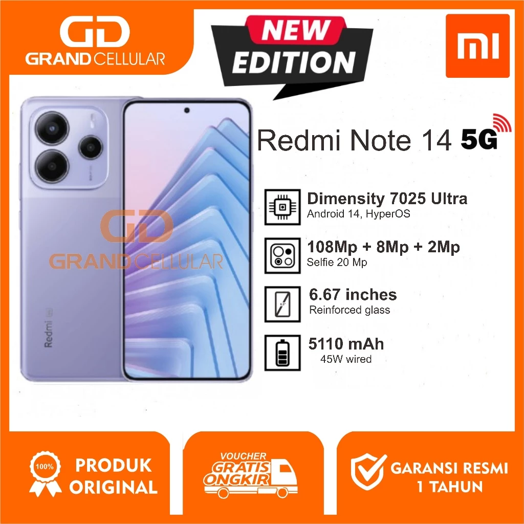 REDMI NOTE 14 5G 12/512GB - 8/256GB Garansi Resmi