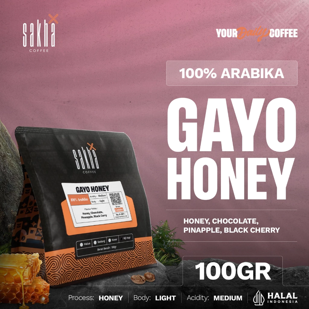 Kopi Arabika Gayo Honey Arabica Coffee Roast Beans Manual Brew 100gr Biji Bubuk