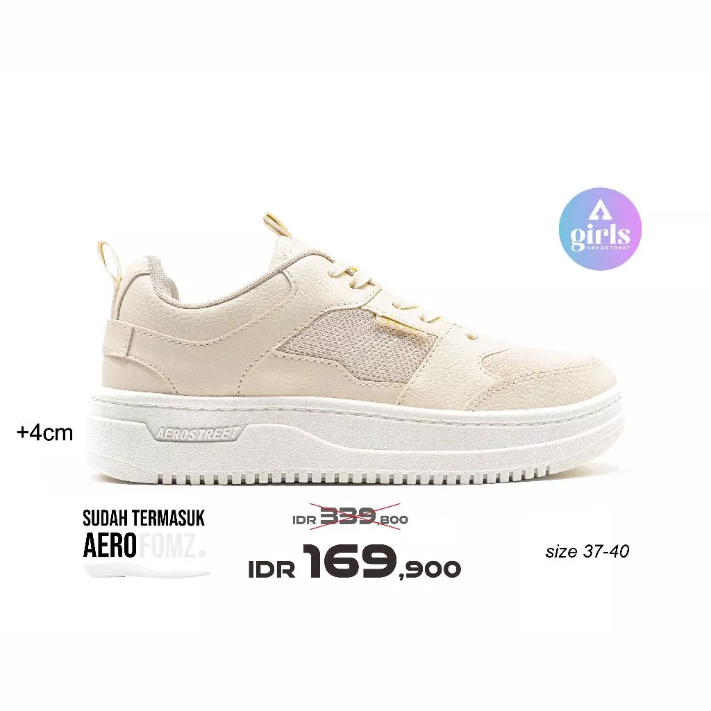 Aerostreet 37-40 Evelyn Natural Natural Emas - Sepatu Sneakers Wanita