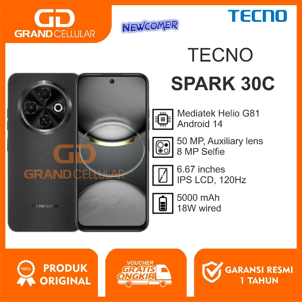 SPARK 30C 6GB RAM 128GB - 8/256GB ROM GARANSI RESMI