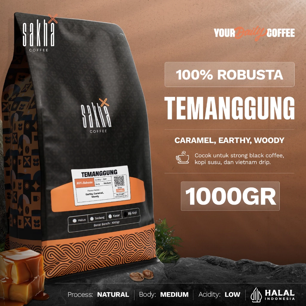Kopi Fine Robusta Temanggung 1Kg Coffee Roast Beans Espresso Biji Bubuk Roastery