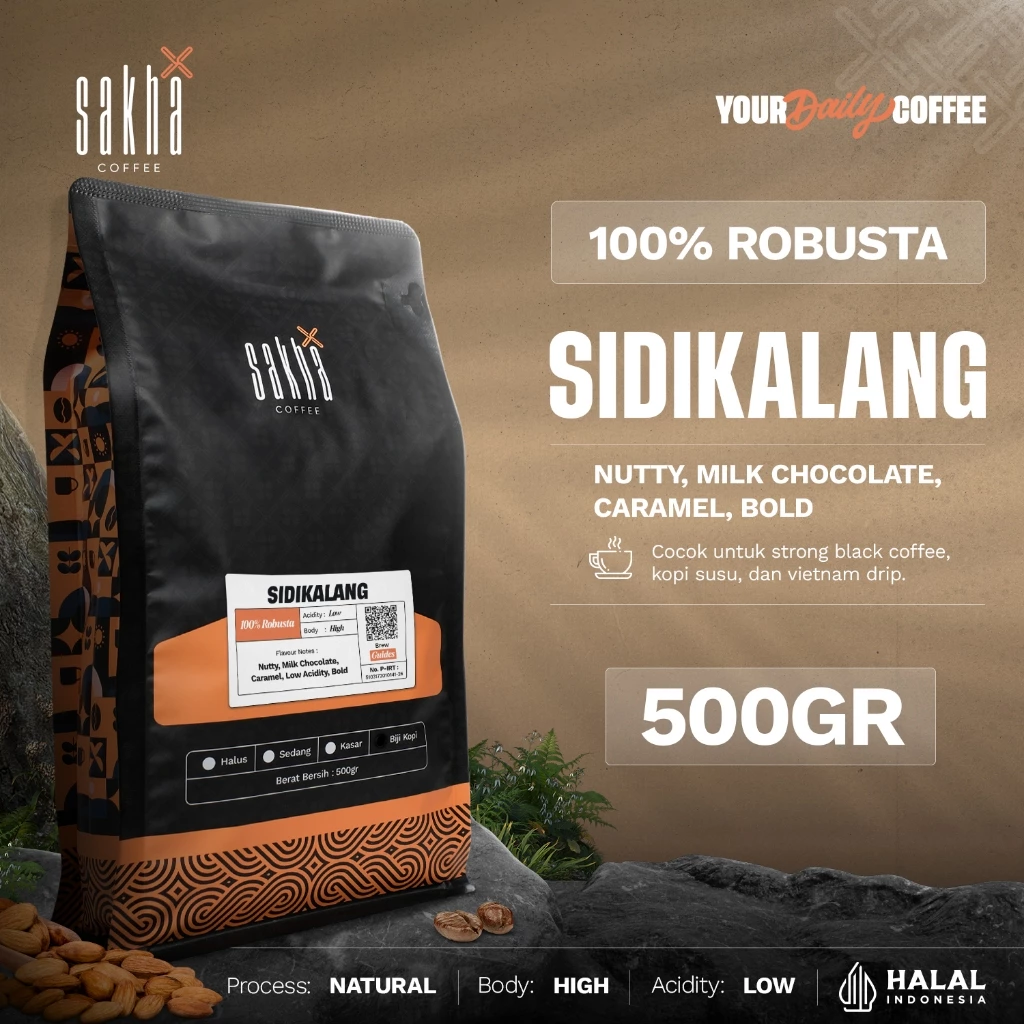 Kopi Robusta Sidikalang Asli Coffee Roast Bean Espresso Beans 500 Gram Biji Bubuk Sakha Roastery