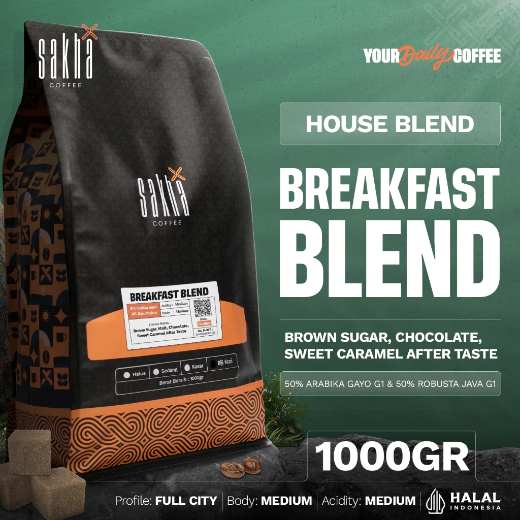 Kopi Gold Breakfast Blend Espresso Coffee Bean 1Kg Biji Bubuk Coffe