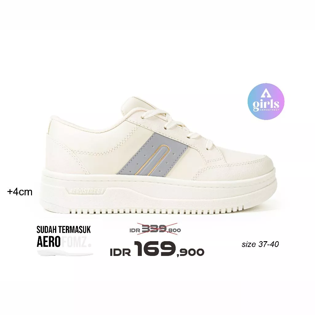 Aerostreet 37-40 Lily Natural Natural Abu Muda - Sepatu Sneaker Wanita