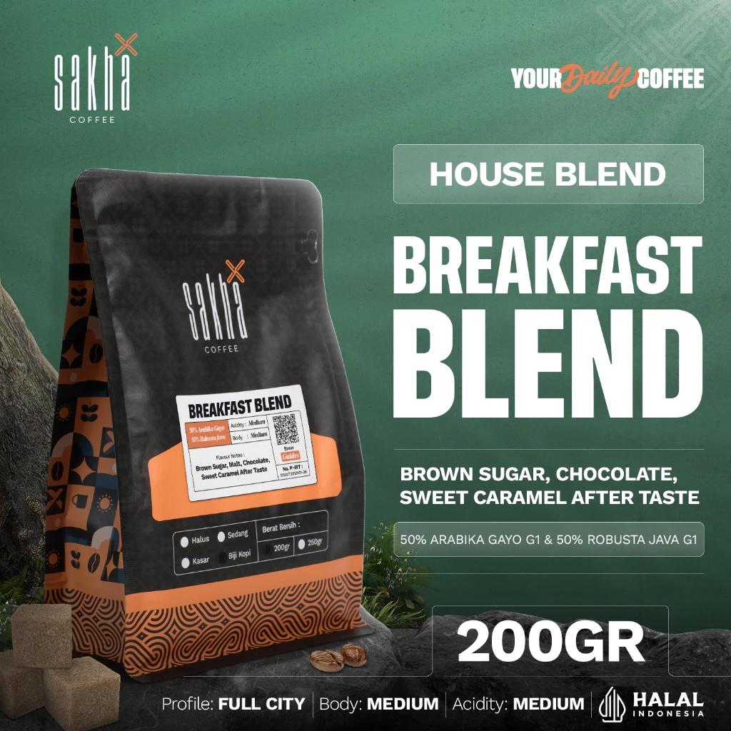 Kopi Breakfast House Blend Gold Espresso Coffee Bean 200gr Biji Bubuk Coffe