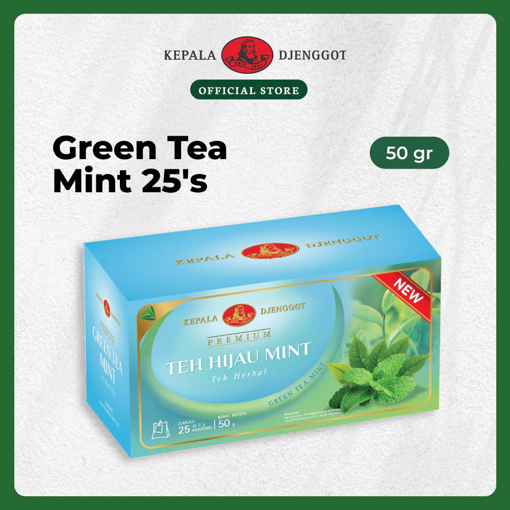 Kepala Djenggot Green Tea Mint Premium 1 Box isi 25's 50 gr - Teh Hijau Rasa Mint Premium