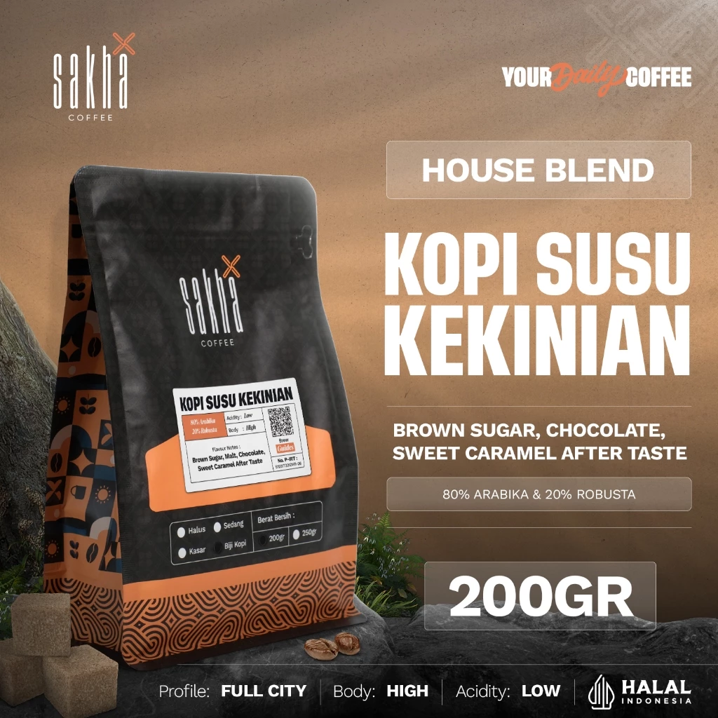 Espresso Coffee House Blend Untuk Es Kopi Susu Kekinian 200gr Coffe Bean Roaster Sakha  Biji Bubuk