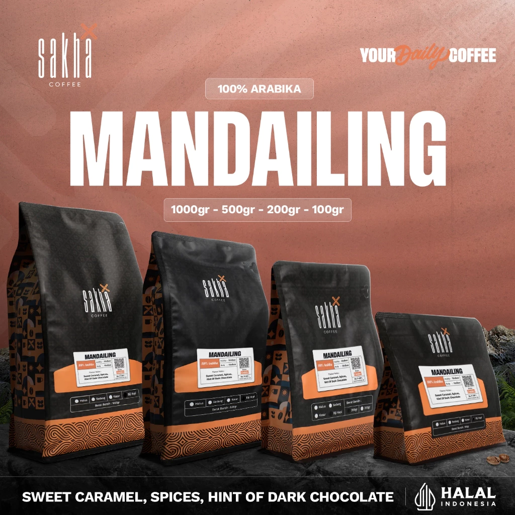 Kopi Arabika Mandailing Mandheling Arabica Coffee Beans Roast Bean Biji Bubuk Sakha Coffe Roastery